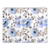 Chic Blue Waterverf Flowers Kalender (Hoes)