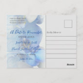 Chic Blue Waterverf Orchid Wedding Save Our Date Briefkaart (Achterkant)