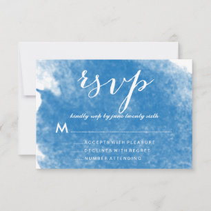 CHIC BLUE WATERVERF WEDDING RSVP-KAARTEN RSVP KAARTJE