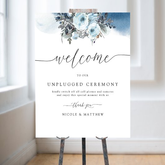 Chic, Blue Wedding Unplugged Ceremony welkomstteke Poster