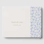 Chic Blue & White Floral Daisy Mariage livre d'hôt (Verso)