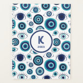 Chic Blue White Greek Evil Eye Monogram (Devant)