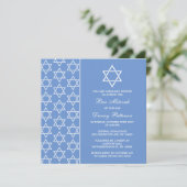 Chic Blue & White Jewish Star van David Bar Mitzva Kaart (Staand voorkant)