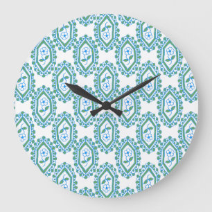 Chic Blue White Periwinkle Floral Pattern Grote Klok