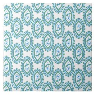 Chic Blue White Periwinkle Floral Pattern Tegeltje