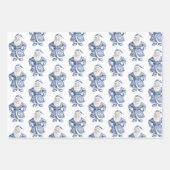 Chic Blue White Snowman Kerstman Inpakpapier Vel (Voorkant 2)