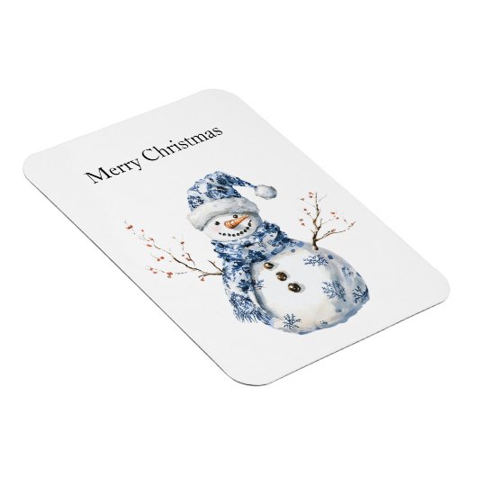 Chic Blue White Snowman Kerstmis Magneet (Rechterzijde)