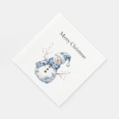 Chic Blue White Snowman Kerstmis Servet (Hoek)