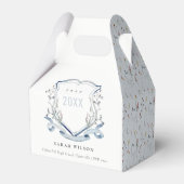 Chic Blue Wildflower Waterverf Crest Afstuderen Bedankdoosjes (Achterkant)