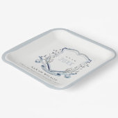 Chic Blue Wildflower Waterverf Crest Afstuderen Papieren Bordje (Gebogen)