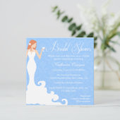 Chic Blue Wine Damask Bridal Shower Invitation (Debout devant)
