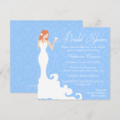 Chic Blue Wine Damask Bridal Shower Invitation Kaart (Voorkant / Achterkant)