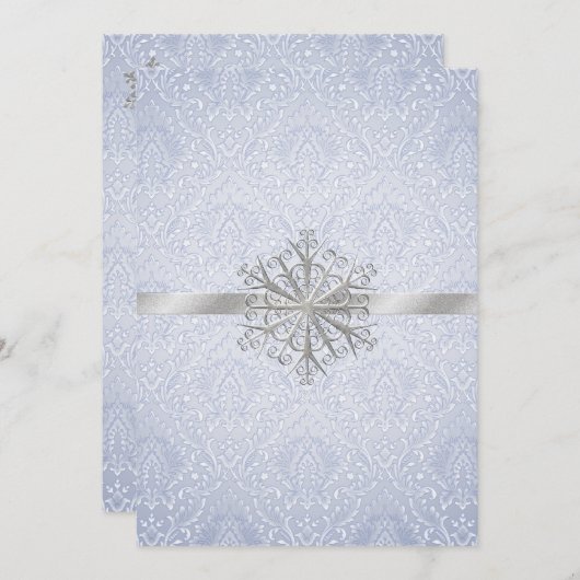 Chic Blue Winter Snowflake Weddenschap Kaart (Voorkant / Achterkant)