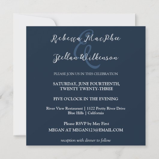 Chic Blue Winter Wedding Invitation (Dos)