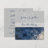 Chic Blue Winter Wedding Invitation (Devant / Derrière)