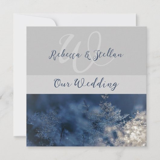 Chic Blue Winter Wedding Invitation (Devant)