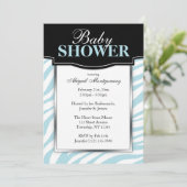 Chic Blue Zebra Imprimer Les Invitations De Douche (Debout devant)