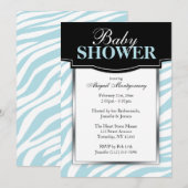 Chic Blue Zebra Imprimer Les Invitations De Douche (Devant / Derrière)