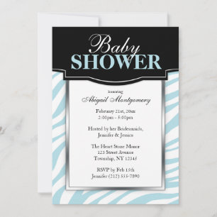 Chic Blue Zebra Imprimer Les Invitations De Douche