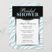 Chic Blue Zebra Print Bruids Douche Uitnodigingen (Voorkant / Achterkant)