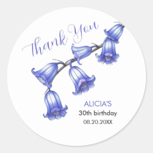 Chic Bluebell Bloesem Verjaardag Bedankt Ronde Sticker