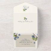 Chic Blueberries All in One Wedding Invite Uitnodiging (Buitenkant)