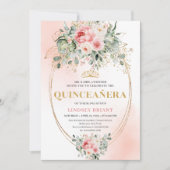Chic Blush and Gold Boho Quinceañera Invitation (Devant)