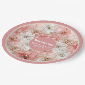 Chic blush and gold floral 50th birthday plate papieren bordje (Gekanteld)