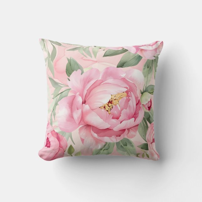 Chic Blush Blooms, Un Coussin Floral Botanique 16x (Recto)