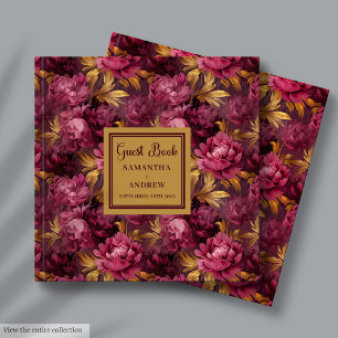 Chic Blush Bourgondië Gold Wedding Guest Book Gastenboek