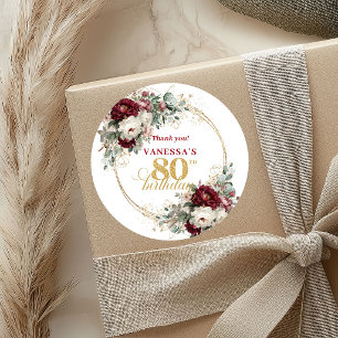 Chic Blush Burgundy 80ste Verjaardag Stickers