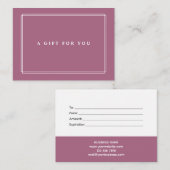 Chic Blush | Élégante carte cadeau Violet (Devant / Derrière)