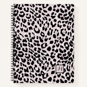 Chic Blush en Black Animal Print met Monogram Notitieboek