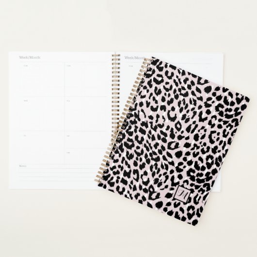 Chic Blush en Black Animal Print met Monogram Planner (Display)