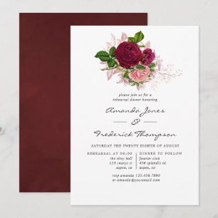 Chic Blush en Bourgogne Rehearsal Dinner Kaart
