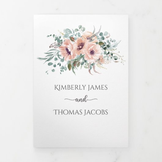 Chic Blush Floral Mariage Invitation Tri-Fold (Page de couverture)