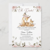 Chic Blush Floral Oh Deer Baby shower Invitation (Devant)