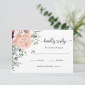 Chic Blush Floral Wedding RSVP Kaart (Staand voorkant)