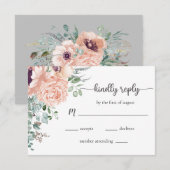 Chic Blush Floral Wedding RSVP Kaart (Voorkant / Achterkant)