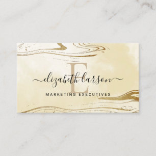 Chic Blush Monogram Gouden Glitter Marmer Agaat Visitekaartje