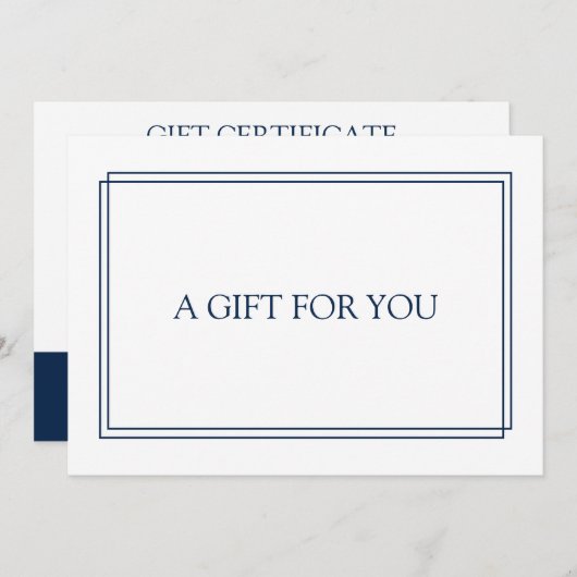 Chic Blush Navy Blue Gift Certificate (Voorkant / Achterkant)