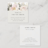 Chic Blush Peony Waterverf Floral Dank u bestellin Vierkante Visitekaartje (Voorkant / Achterkant)