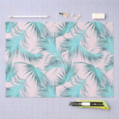 Chic Blush Pink Aqua Blue Palm Frontern Tissuepapier (Craft)