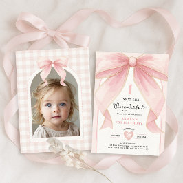 Chic Blush Pink Bow ONEderful Meisje 1e Verjaardag Kaart