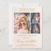 Chic Blush Pink Floral Afstuderen Foto Afbeeldinge Aankondiging (Achterkant)