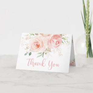Chic Blush Pink Floral Baby Vrijgezellenfeest Wedd Bedankkaart