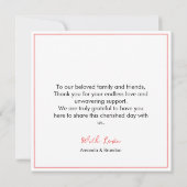 Chic Blush Pink Floral Confetti Frame Wedding Bedankkaart (Achterkant)