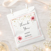 Chic Blush Pink Floral Confetti Frame Wedding Bedankzakje (Geknipt)