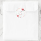 Chic Blush Pink Floral Confetti Frame Wedding Ronde Sticker (Tas)