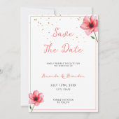 Chic Blush Pink Floral Confetti Frame Wedding Save The Date (Voorkant)